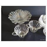"Pebbletone" Hazel Atlas 8 pc set w/ Bowl w/ Cream + Sugar