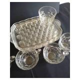 "Pebbletone" Hazel Atlas 8 pc set w/ Bowl w/ Cream + Sugar