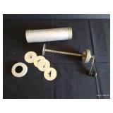 Hand Crank Aluminum Cookie Press w/ 4 Shape Discs & Wooden Handle