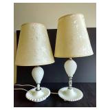 (2) Hobnail Milk Glass Lamps