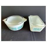 (2) Amish Butter Print Pyrex Dishes