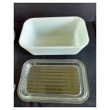 (2) Amish Butter Print Pyrex Dishes