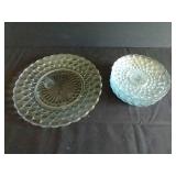 (2) Anchor Hocking Blue Depression Glass Bubble Plates