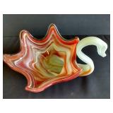 Beautiful Blown Glass Swan Dish