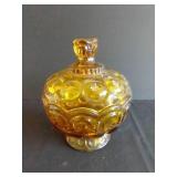 Vintage LE Smith Moon & Stars Amber Compote Dish & Lid