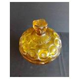Vintage LE Smith Moon & Stars Amber Compote Dish & Lid