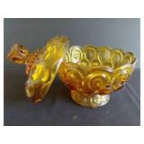 Vintage LE Smith Moon & Stars Amber Compote Dish & Lid
