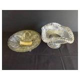 Early American Pattern Glass Fruit Bowl & Cut Glass Bowl
