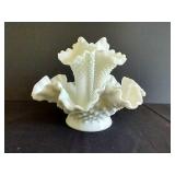 Fenton Hobnail Milk Glass 3-Horned Epergne Centerpiece