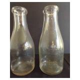 Quart Milk Bottles, One w/ Pink Sheen