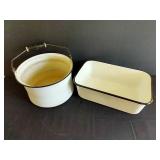 Vintage Enamelware Large Pot & Rectangle Pan