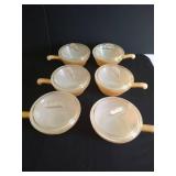 Vintage Fire King Pearlized Yellow Soup Bowls w/ Lids