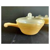 Vintage Fire King Pearlized Yellow Soup Bowls w/ Lids