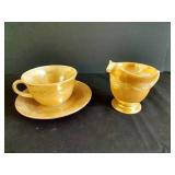 Peach Luster Fire King OvenWare Teacup & Creamer