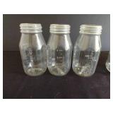 Tiny Baby Glass "Wyath" Bottles w/ (1) Plastic Evanflo Plastic Bottle