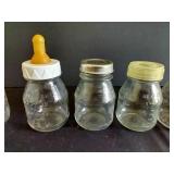 Tiny Baby Glass "Wyath" Bottles w/ (1) Plastic Evanflo Plastic Bottle
