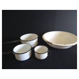 (4) Black & White Enamelware Pieces