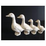 Cute Vintage White Duck Candle Holders & Ducks in a Row