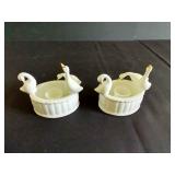 Cute Vintage White Duck Candle Holders & Ducks in a Row