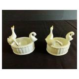 Cute Vintage White Duck Candle Holders & Ducks in a Row