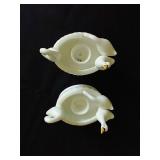 Cute Vintage White Duck Candle Holders & Ducks in a Row