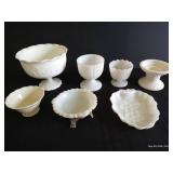 Various Milk Glass Pedestal Bowls
