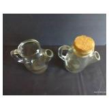 Two Glass Bottles w/Spout & Cork Top