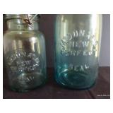 Vintage Aqua McDonald New Perfect Seal Jars w/ Glass Lids "10"
