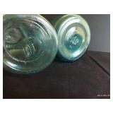 Vintage Aqua McDonald New Perfect Seal Jars w/ Glass Lids "10"