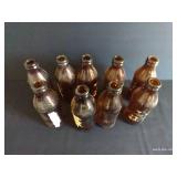 (9) Certo Amber Medication Bottles w/ Calibration Marks Upside Down