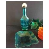 Colored Vintage Glass Bottles & Dishes