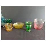 Colored Vintage Glass Bottles & Dishes