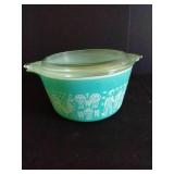 Pyrex Amish Butterprint Turquoise 1 Qt Cinderella Bowl w/ Lid