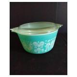 Pyrex Amish Butterprint Turquoise 1 Qt Cinderella Bowl w/ Lid