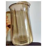 Smokey Wheat Pattern Glass Pitcher w/ Matching Glasses