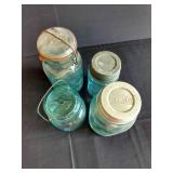 Vintage Aqua Atlas Jars w/ Bubbles & Various Older Designs