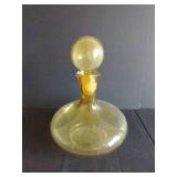 Pretty 9" Thin Yellow Glass Decanter