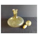 Pretty 9" Thin Yellow Glass Decanter