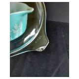 Pyrex Turquoise Amish Butterprint Cinderella Bowl w/ Glass Lid