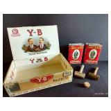 Cigar Box w/ Tobacco Tins & Razors