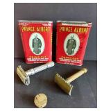 Cigar Box w/ Tobacco Tins & Razors