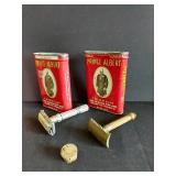 Cigar Box w/ Tobacco Tins & Razors