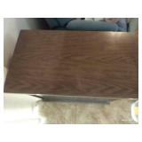 Brown Cabinet w/ Glass Sliding Doors & 1 Shelf
