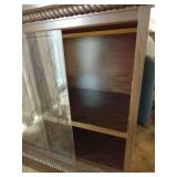 Brown Cabinet w/ Glass Sliding Doors & 1 Shelf