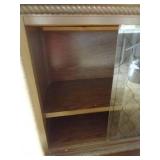 Brown Cabinet w/ Glass Sliding Doors & 1 Shelf