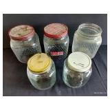 Giant Cookie Jars w/ Hazel Atlas Waffle Pattern w/ (2) Others