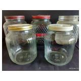 Giant Cookie Jars w/ Hazel Atlas Waffle Pattern w/ (2) Others