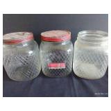 Giant Cookie Jars w/ Hazel Atlas Waffle Pattern w/ (2) Others