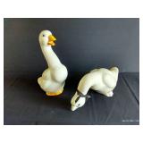Cottage Core Ceramic White Geese Figurines, 11" Tall