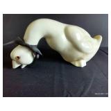 Cottage Core Ceramic White Geese Figurines, 11" Tall